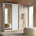 Ver imagem 1 de Guarda Roupa Solteiro 2 Portas 1 com Espelho Mdf 1,38 M Altezza Belmax:branco