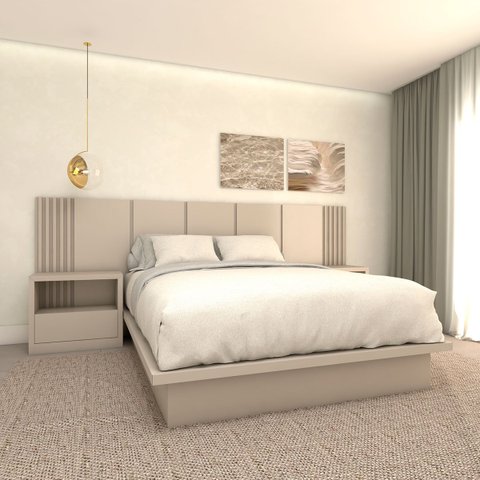 Cabeceira Queen 3,0m e 2 Mesas Gaveta e Nicho Mdf sob Medida Cor:titânio