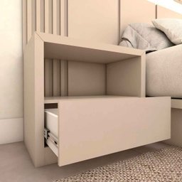 Cabeceira Queen 3,0m e 2 Mesas Gaveta e Nicho Mdf sob Medida Cor:titânio - 3