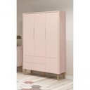 Ver imagem 2 de Guarda-roupa Retrô 3 Portas Théo New Rosa Fosco com Natural - Moveisaqui