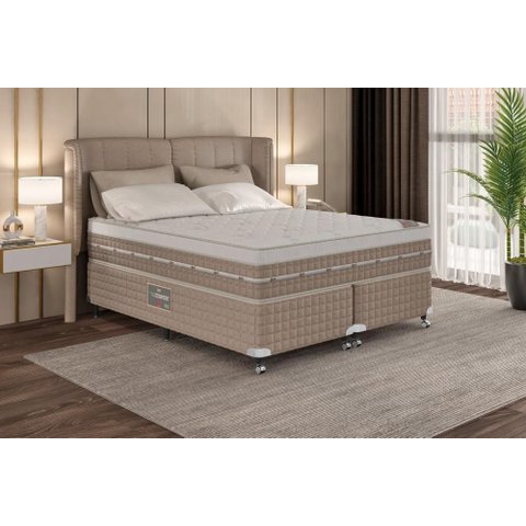 Cama Box + Colchão Castor King Premium One Face Tecnopedic 180x200x57cm