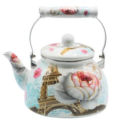 Chaleira Esmaltada Floreal Paris Torres Eiffel Elegance Branca 2,5L Aço - Wp Connect - 1