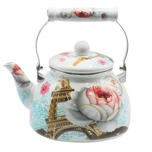 Chaleira Esmaltada Floreal Paris Torres Eiffel Elegance Branca 2,5L Aço - Wp Connect
