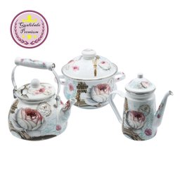 Chaleira Esmaltada Floreal Paris Torres Eiffel Elegance Branca 2,5L Aço - Wp Connect - 5