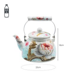 Chaleira Esmaltada Floreal Paris Torres Eiffel Elegance Branca 2,5L Aço - Wp Connect - 4
