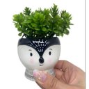 Ver imagem 2 de Vaso decorativo raposinha de cerâmica na cor preta e planta
