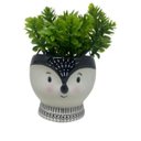 Ver imagem 3 de Vaso decorativo raposinha de cerâmica na cor preta e planta