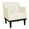 Poltrona Decorativa Clássica Base em Madeira Suede Cores - Ds Estofados - Marfim - 1