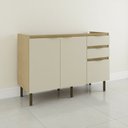 Ver imagem 1 de Balcão 120cm com 2 Portas 3 Gavetas e Divisor de Talheres Nanda Bege/Nature/Arenas