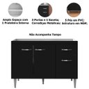 Ver imagem 5 de Balcão de Pia sem Tampo 120 Cm 3 Portas 1 Gaveta Graziela Preto