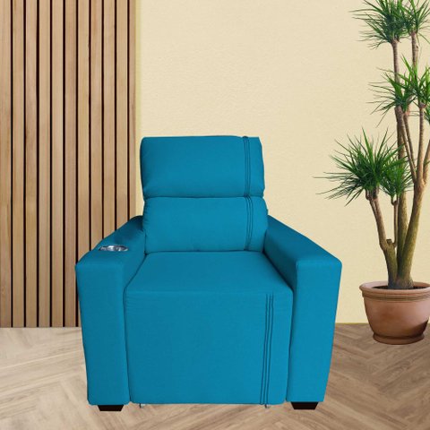 Poltrona Retratil e Reclinavel com Porta Copo Maisa Turquesa