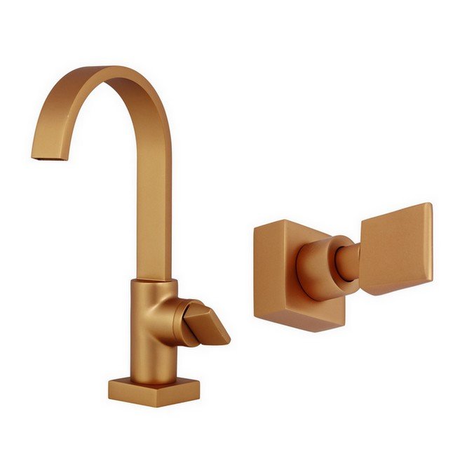 Kit Torneira Banheiro e Acabamento Prima Rose Gold Fani - 1