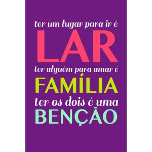 Adesivo Decorativo de Parede Frase Lar, Família, Benção
