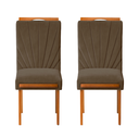 Ver imagem 1 de Kit 2 Cadeiras Estofadas de Jantar Lótus - Mdf em Veludo Pés em Madeira Eucalipto - Vintage Decor