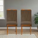 Ver imagem 2 de Kit 2 Cadeiras Estofadas de Jantar Lótus - Mdf em Veludo Pés em Madeira Eucalipto - Vintage Decor