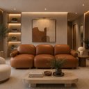 Ver imagem 1 de Sofá Leaf 250 cm 3 Lugares Orgânico Luxo Sala de Estar: Courino Sintético Marrom