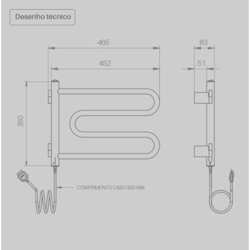 TOALHEIRO TERMICO COMPACTO PINTADO PRETO FOSCO 220V - 3