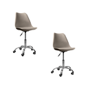 Ver imagem 1 de Cadeira Office Base Cromada Oficial com Rodízio Giratória Saarinen - Bege - 2