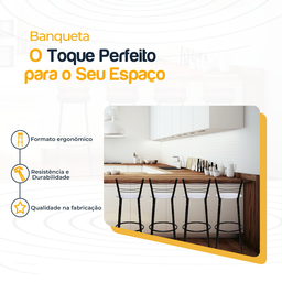 Kit 4 Banquetas para Balcão Bancada Cozinha Bistrô Ilhas Gourmet Bares Banco Flórida Preta - 3