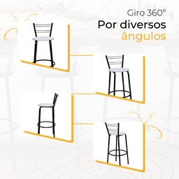 Kit 4 Banquetas para Balcão Bancada Cozinha Bistrô Ilhas Gourmet Bares Banco Flórida Preta - 5