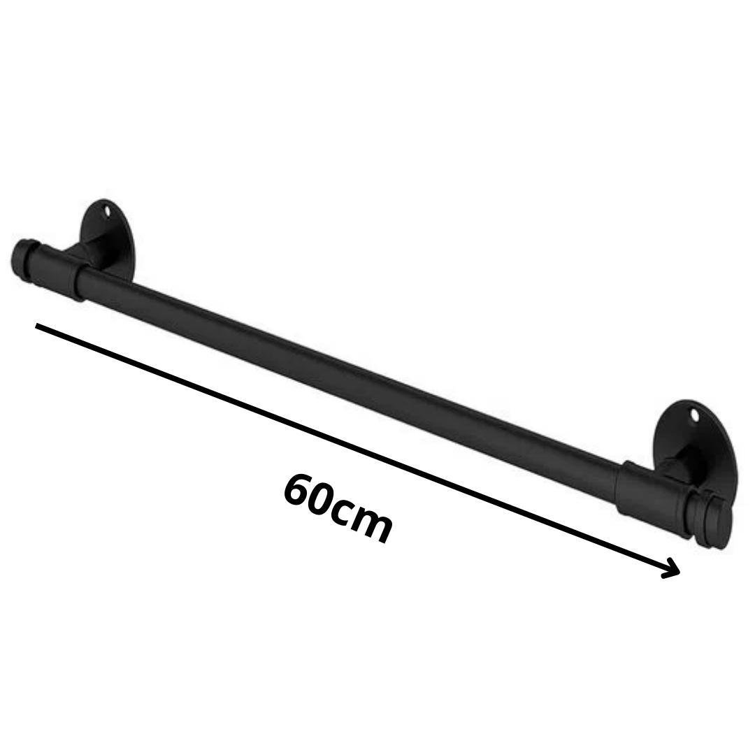 Porta Toalha Reto Preto Banheiro Parede 4400 Bk700 - Fani - 2