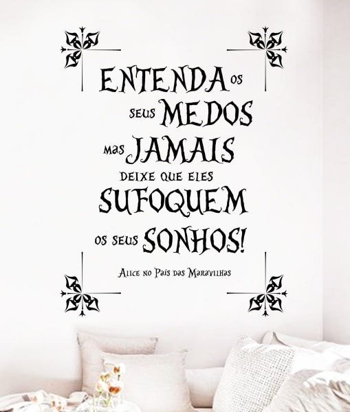 Adesivo Decorativo de Parede Frase Entenda Os Seus Medos