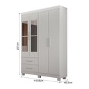 Ver imagem 2 de Guarda Roupa Solteiro Recife New com Espelho 4 Portas 2 Gavetas - Leifer Branco