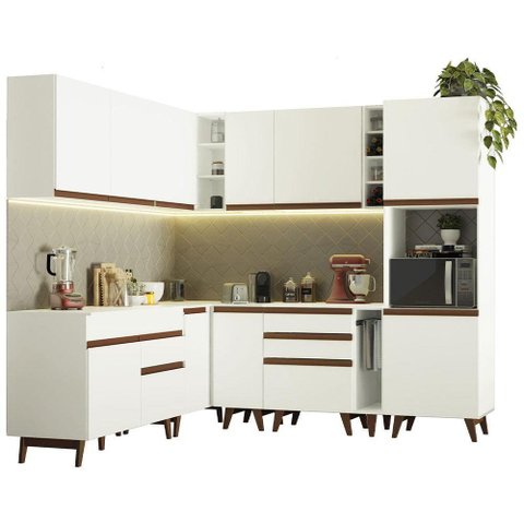 Cozinha Completa Canto Madesa Reims Armário e Balcão Branco