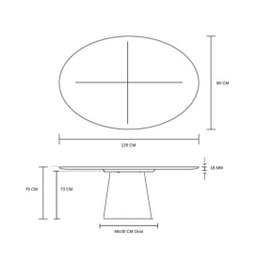 Mesa de Jantar Cone Oval 120x80cm Laqueada - Preto - 3