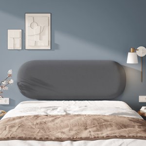 Painel Cabeceira Amaú Redonda P/ Cama de Casal Estofada:cinza