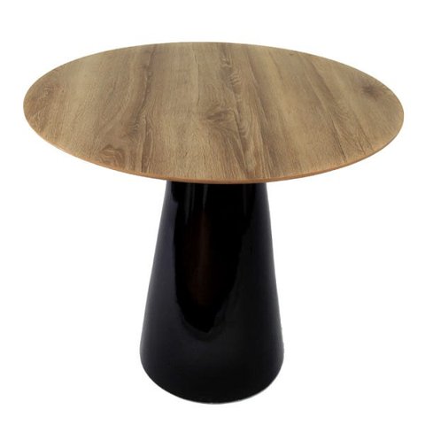 Mesa de Jantar Cone 100cm Tampo Mezzo Castani - Preto