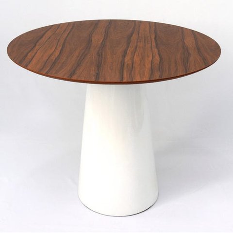 Mesa de Jantar Cone 110cm Tampo Pau Ferro - Branco