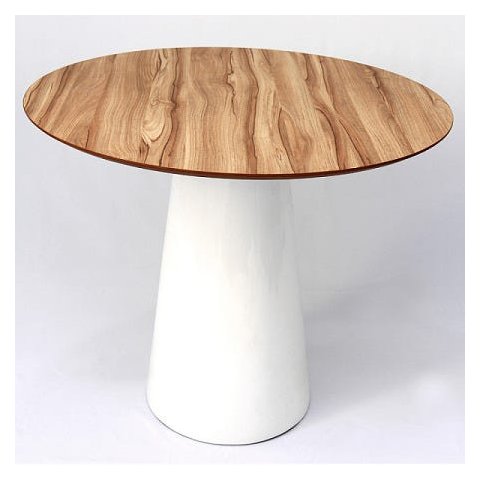 Mesa de Jantar Cone 110cm Tampo Nogueira - Branco