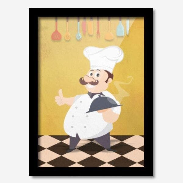 Quadro Decorativo Cozinheiro 33cmx24cm Los Quadros - 1