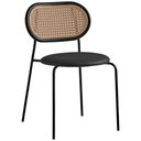 Ver imagem 1 de Cadeira Jantar Velvet Encosto Rattan Assento Estofado Preta