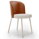 Ver imagem 5 de Kit 5 Cadeiras Sala de Jantar Estofada Gavi Arena L02 Couríssimo Camel Linho Cru Lyam Decor