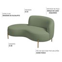 Ver imagem 3 de Sofá Curvo 3 Lugares 180cm Braço Esq. Thommy Pés Ouro Bouclé Verde Claro - Nexta Casa