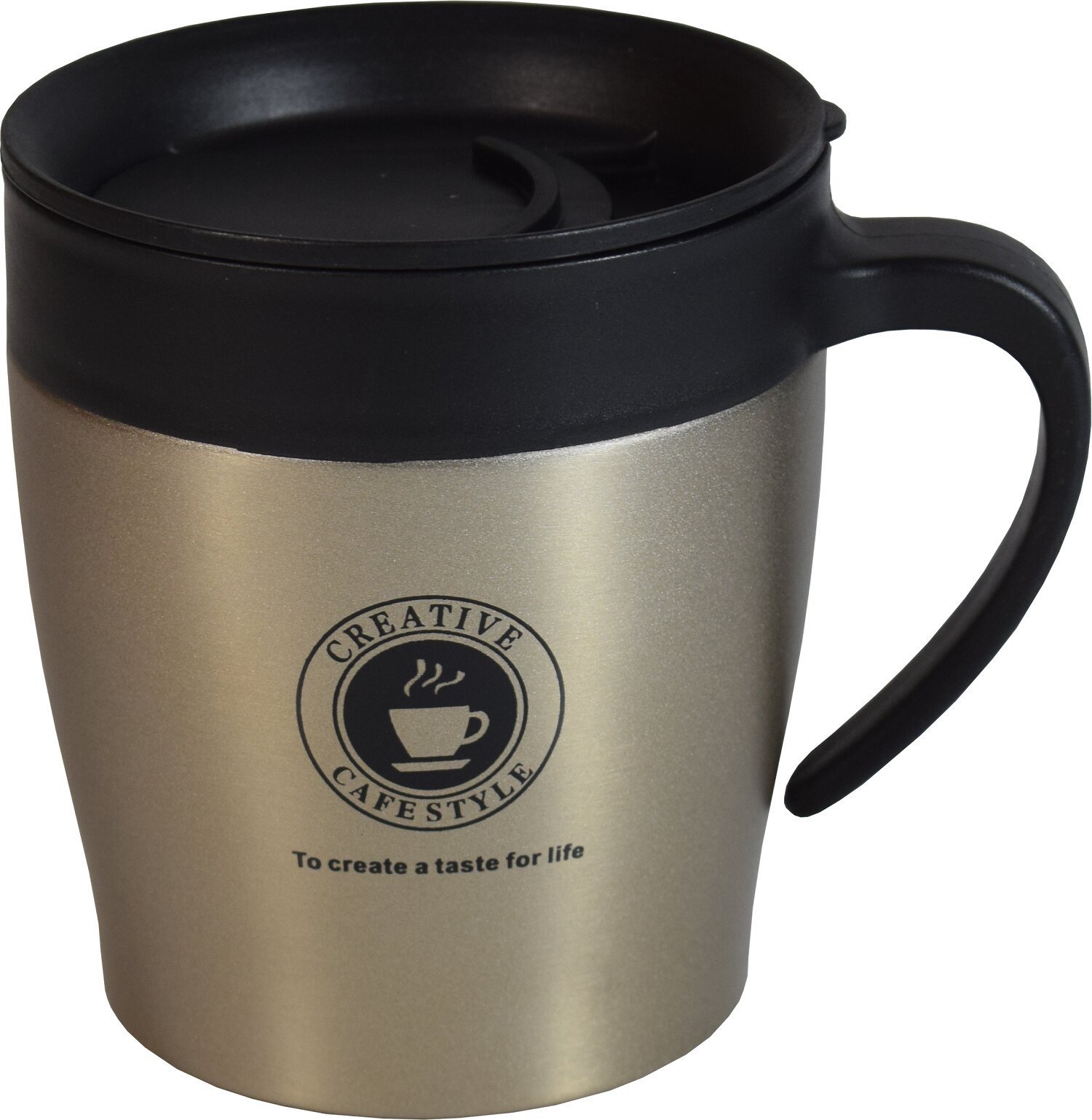 Caneca Térmica Inoxidável C/ Tampa Chá Café Acompanha Colher - Dourado ...