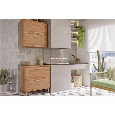 Cozinha Bella 2 Peças (1 Armário + 1 Balcão) 80cm Freijo Mgm