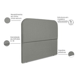 Cabeceira Estofada Cama Box Casal Alana 140cm Linho:cinza Escuro - 4