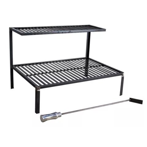 Grelha em Aço Carbono Parrilla Rústica Barra Chata 60cm Atiçador de Fogo