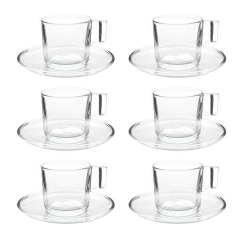 Jogo 6 Xicara com Pires para Cafe Expresso 90ml