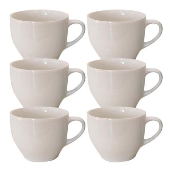 Jogo 6 Xícara Chá Café Branca 170Ml Porcelana - 1