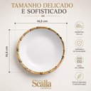 Ver imagem 5 de Prato de Sobremesa Pequeno Borda de Bambu Cerâmica Acabamento Premium para Mesa Posta Branco