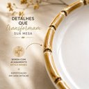 Ver imagem 7 de Prato de Sobremesa Pequeno Borda de Bambu Cerâmica Acabamento Premium para Mesa Posta Branco