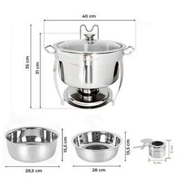 Kit 2 Rechaud Redondo Banho Maria Aço Inox 8 Litros Brinovar - 8