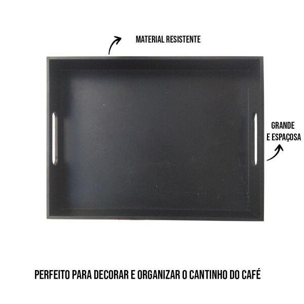 Bandeja Para Café Decoração 40X30 Grande Preta Madeira Mdf - 3