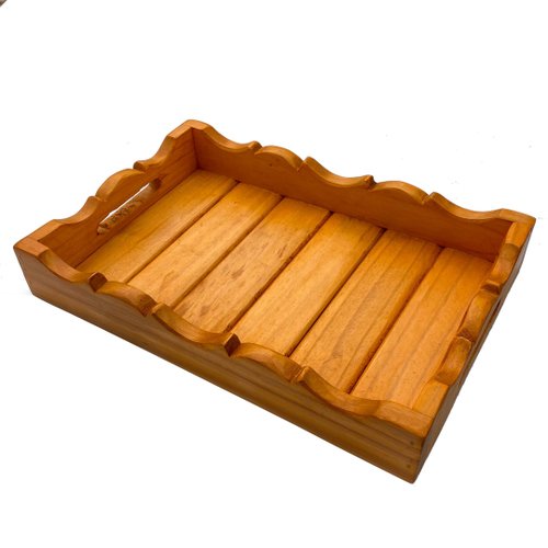 Rectangle Natural Bamboo Serving Tray - with Handles - 13 1/2'' x