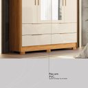 Ver mais imagens de Guarda-Roupa Casal 4 Portas 4 Gavetas com Pé e Espelho Domo Amarelo/Cinamon/Off White
