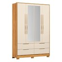 Ver imagem 2 de Guarda-Roupa Casal 4 Portas 4 Gavetas com Pé e Espelho Domo Amarelo/Cinamon/Off White